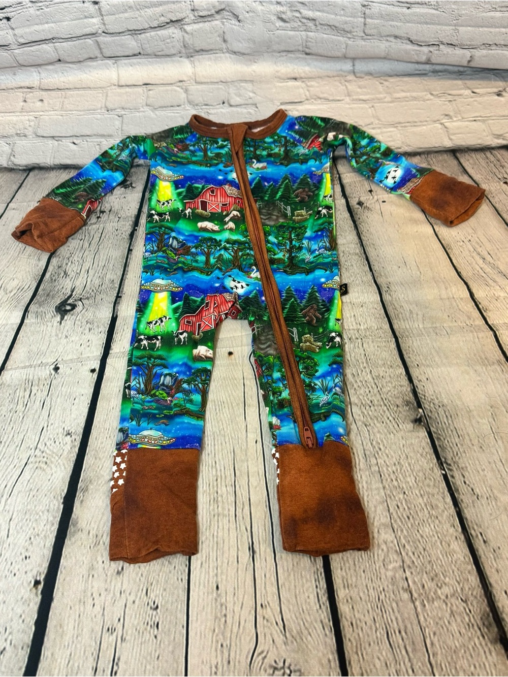 Sugar Swan Alien Invasion Farms Bamboo Zippie Romper